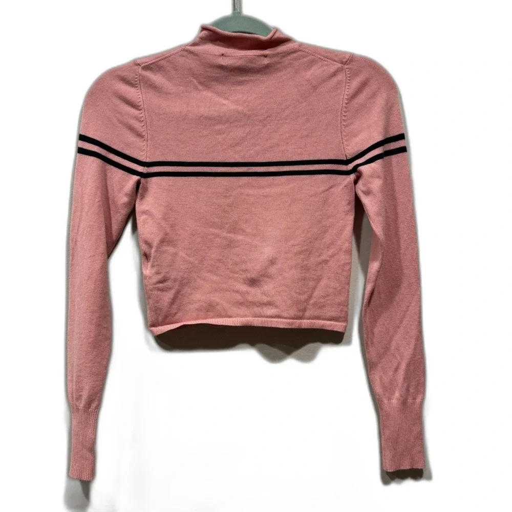 Urban Outfitters Cropped Mock Neck Sweater Pink Stripe Knit y2K 90s Women sz XS